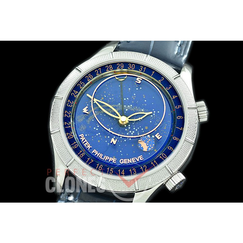 0 0 0 PPSM-6102-101 V9F 6102P Sky Moon Celestial Automatic SS/LE Blue Asian Custoomized