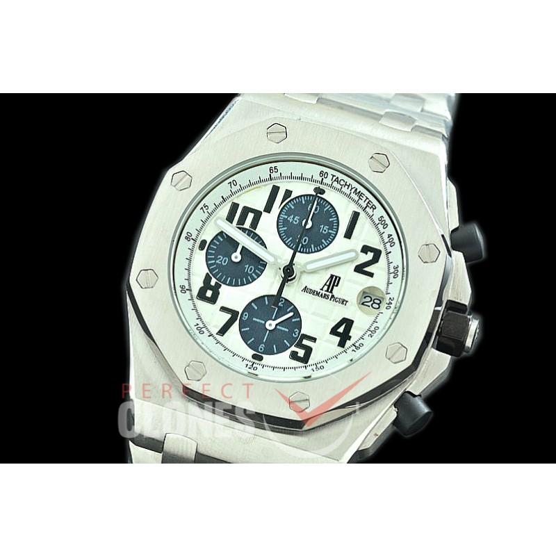 AP26400-906S Royal Oak Offshore Chronograph 26400 SS/SS White/Blue Seiko VK6 Quartz
