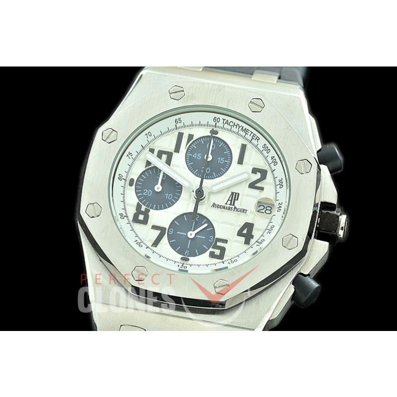 AP26400-906R Royal Oak Offshore Chronograph 26400 SS/RU White/Blue Seiko VK6 Quartz