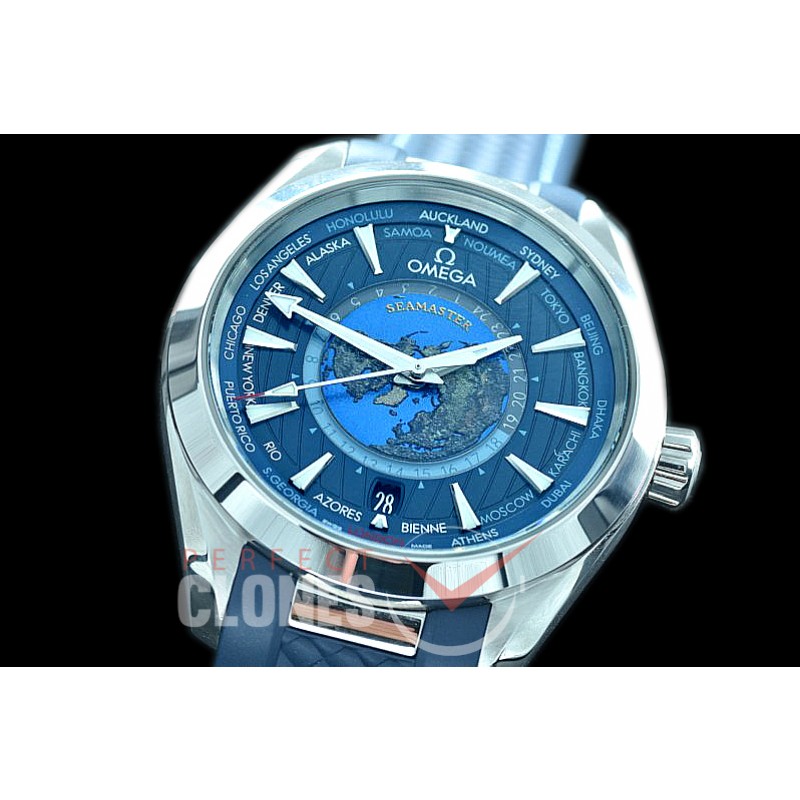 0 0 0 0 OMAT43.5-021R XF/VSF Aqua Terra Worldtimer Automtaic SS/SS Blue VS Cal 8938 Superclone