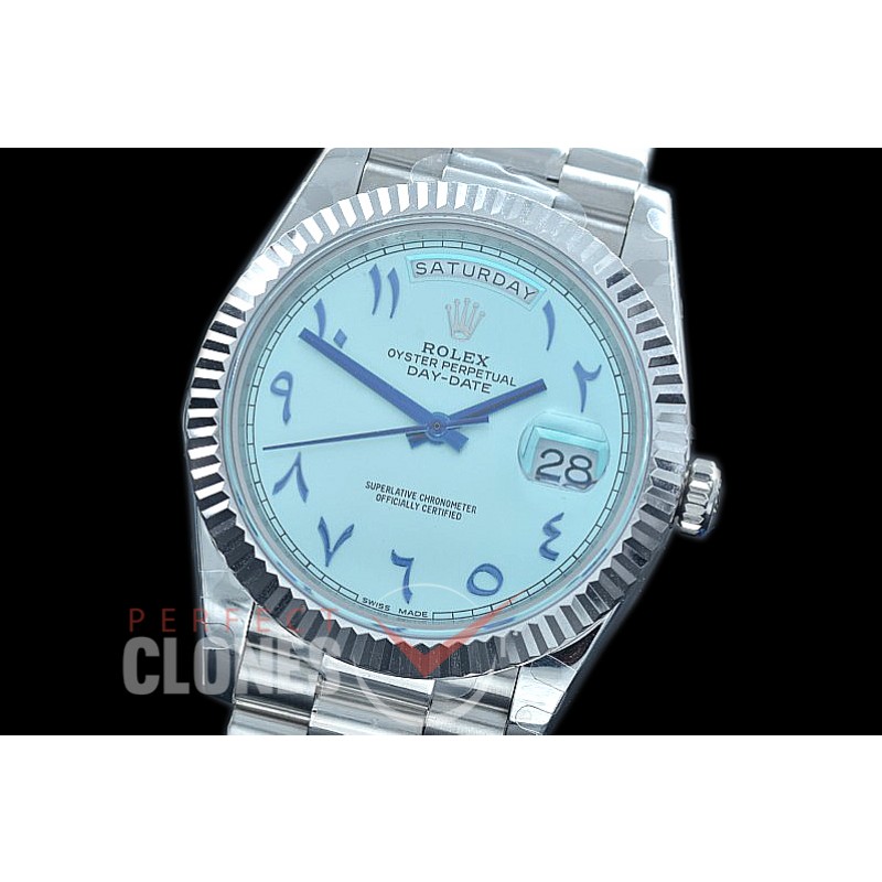 R40DDS00407 228239 SS/SS Fluted Bez Ice Blue Arabic Special Edition A-2836