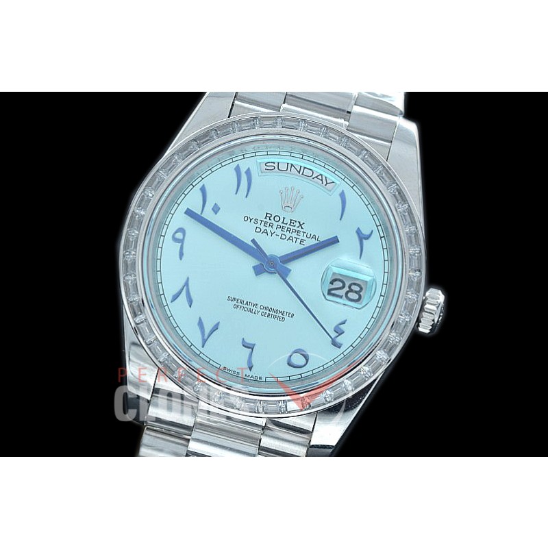 R40DDS00407D1 228206 SS/SS Sq Cut Diam Bez Ice Blue Arabic Special Edition A-2836