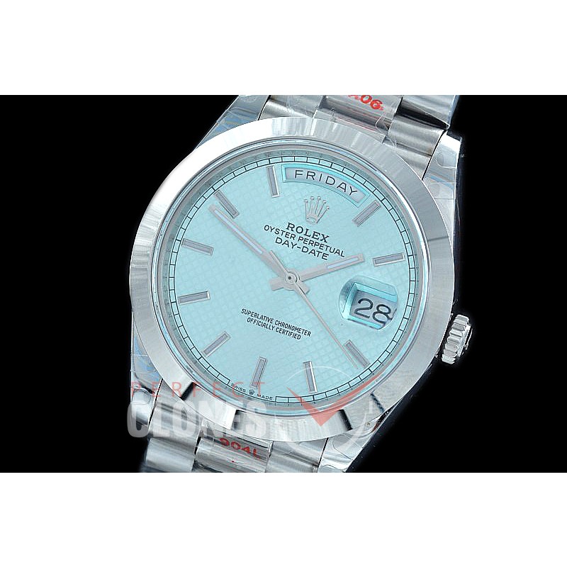 R40DDS00263 GMF Daydate 40mm 228206 904 Steel SS/SS Smooth Bez Ice Blue Sticks Diagonal A-2836
