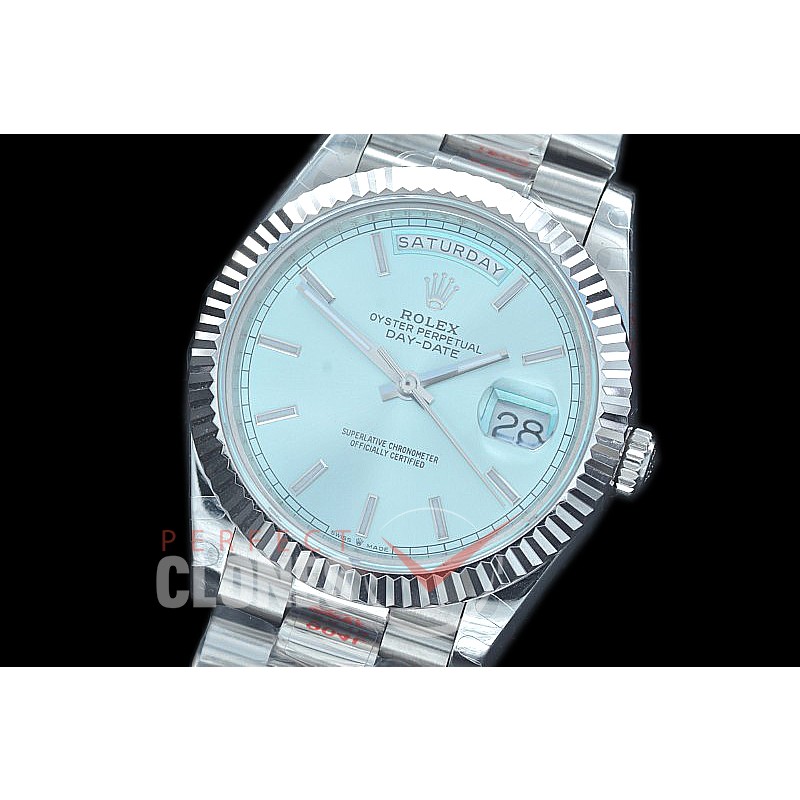 R40DDS00208 GMF Daydate 40mm 228239 904 Steel SS/SS Fluted Bez Ice Blue Sticks A-2836
