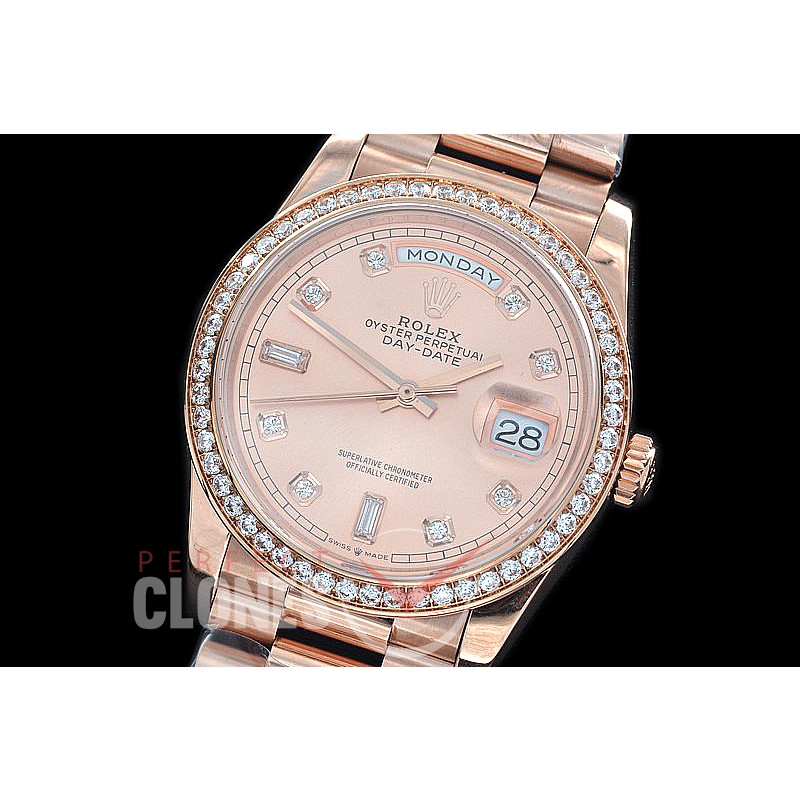 R36DDR-3255-215D BP 128345RBR 2019 DayDate RG/RG Fluted/President Rose Gold Diamonds SA 3255