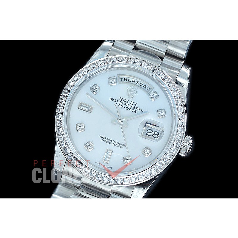 R36DDS-3255-217D BP 128349RBR 2019 DayDate SS/SS Fluted/President MOP White Diamonds SA 3255
