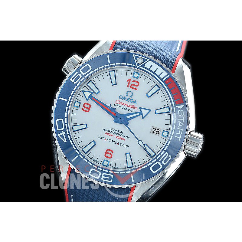 0 OMCPO435-036R XF/VSF 36th Auckland America's Cup Seamaster Planet Ocean 43.5mm White SS/RU VS 8900 Superclone 