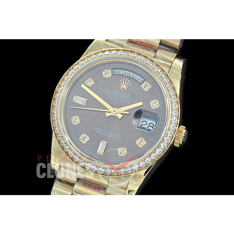 R36DDF-013D GMF 128348RBR 2019 DayDate YG/YG Fluted/President Dark Rhodium Grey Diamonds A-2836