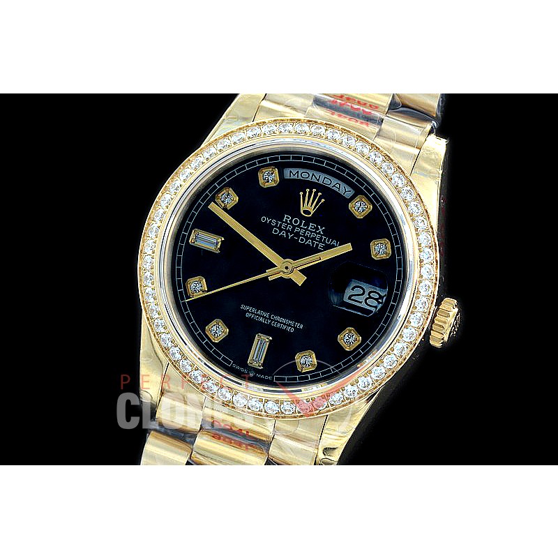 R36DDF-012D GMF 128348RBR 2019 DayDate YG/YG Fluted/President Black Diamonds A-2836