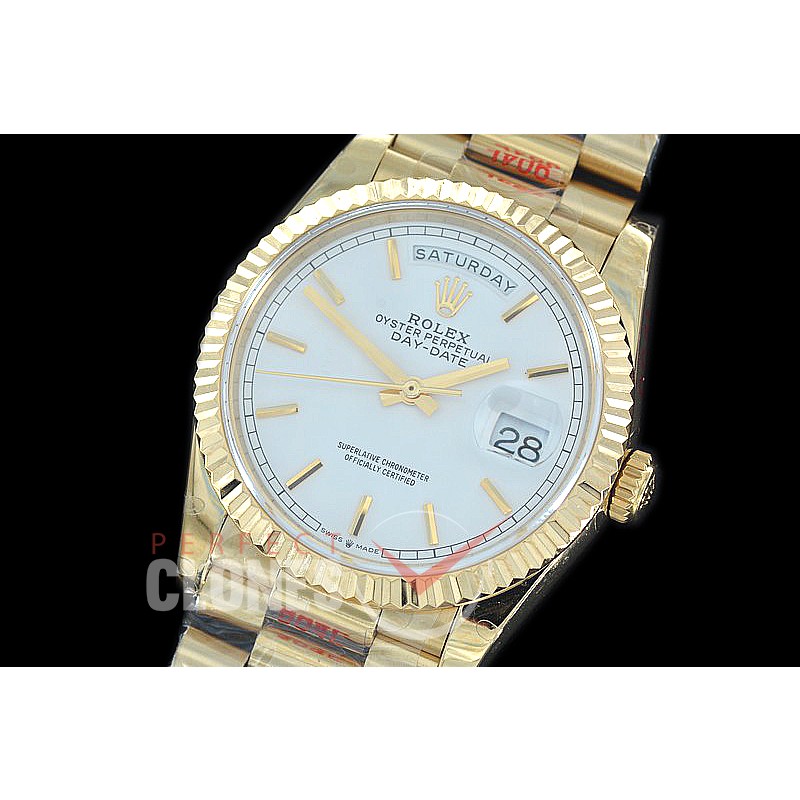 R36DDF-002 GMF 128238 2019 DayDate YG/YG Fluted/President White Sticks A-2836