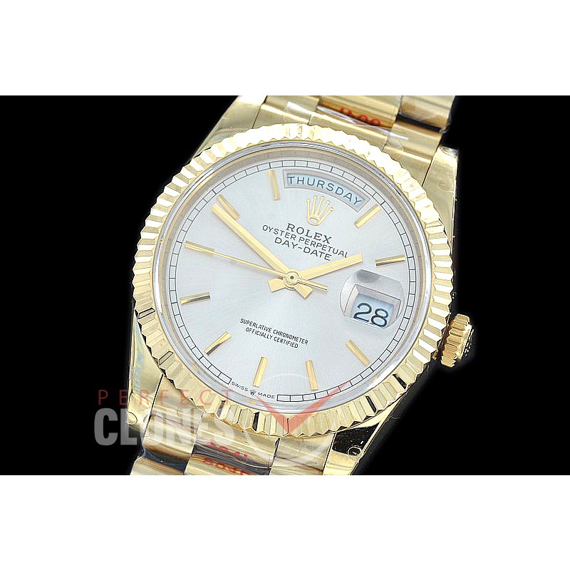 R36DDF-001 GMF 128238 2019 DayDate YG/YG Fluted/President Silver Sticks A-2836