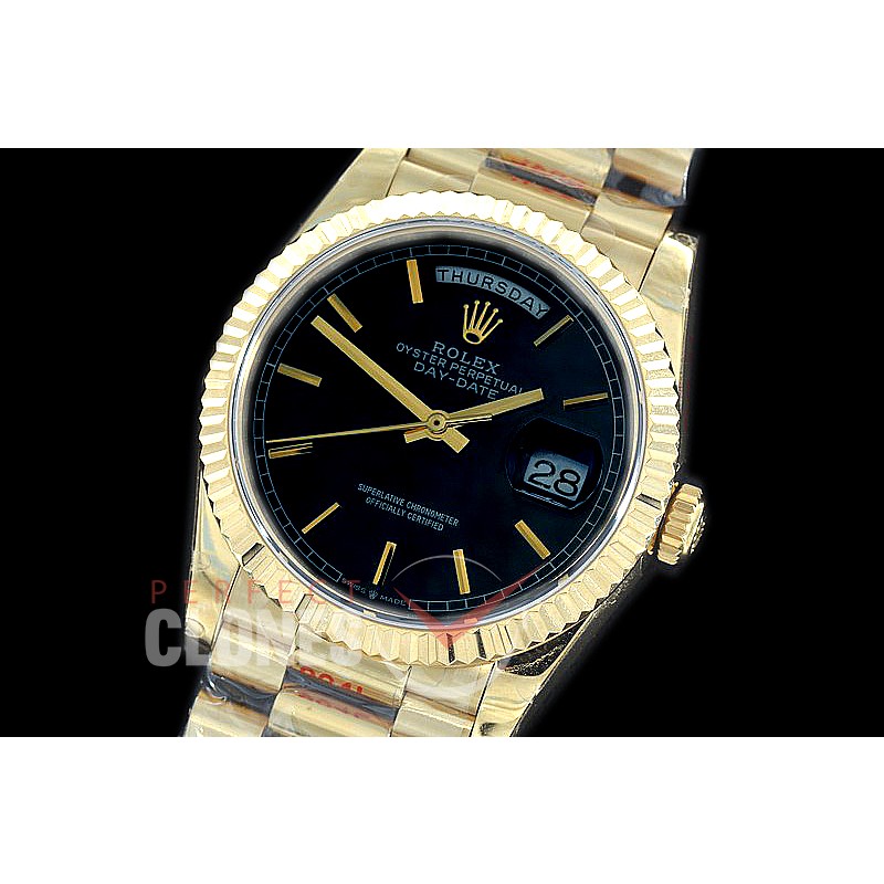 R36DDF-003 GMF 128238 2019 DayDate YG/YG Fluted/President Black Sticks A-2836