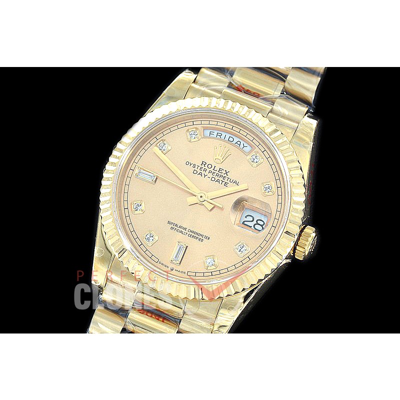 R36DDF-015 GMF 128238 2019 DayDate YG/YG Fluted/President Champagne Gold Diamonds A-2836