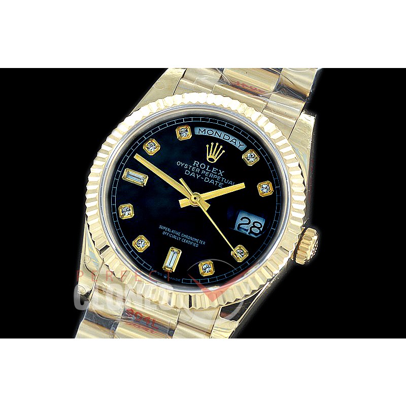 R36DDF-012 GMF 128238 2019 DayDate YG/YG Fluted/President Black Diamonds A-2836