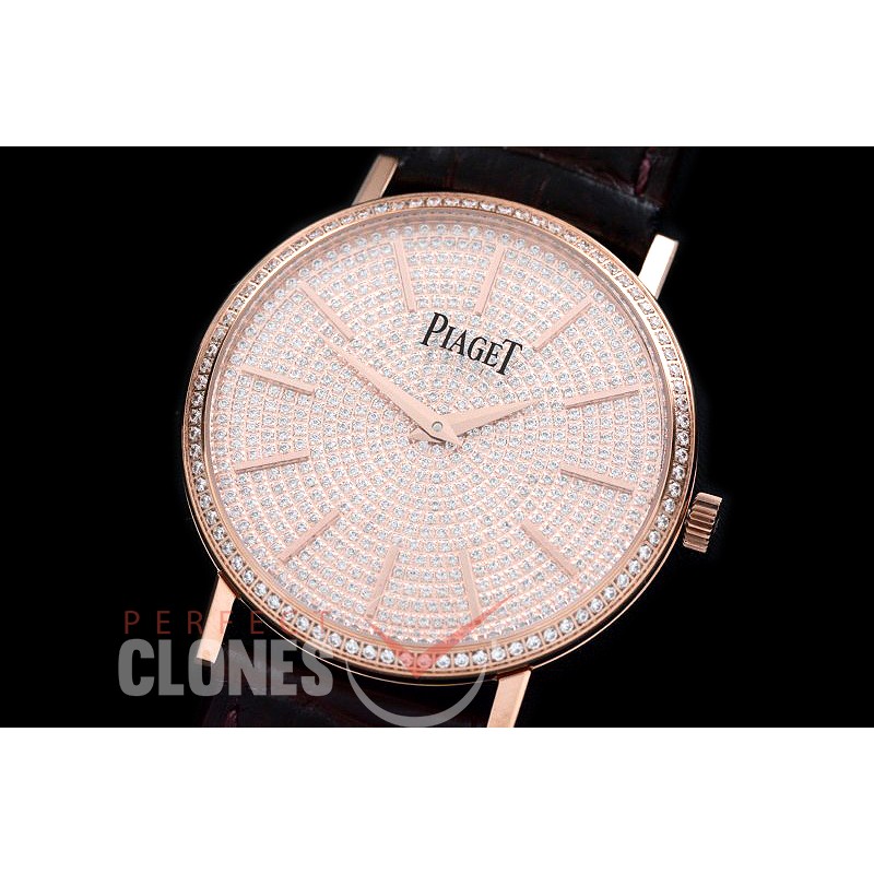 PI00032D Altiplano Ultrathin RG/LE Rose Gold Diamond Crested Asian Custom Handwind 17J 