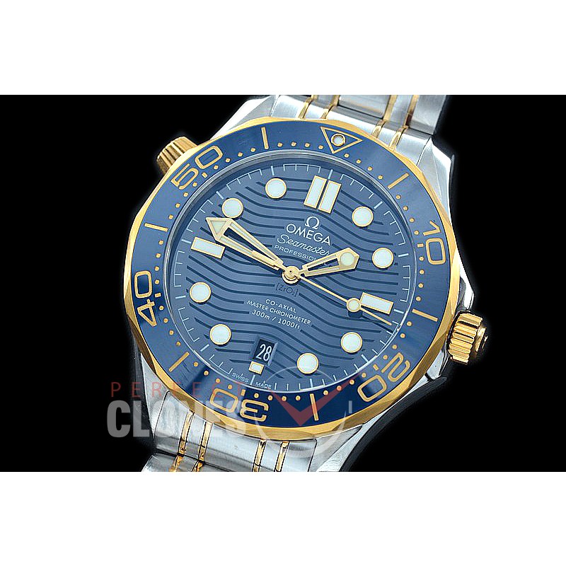 0 0 OM300M-008Y-T XF/VSF 2019 Basel Seamaster Diver 300M SS/YG/SS Blue Asian 2824 Mod 8800 