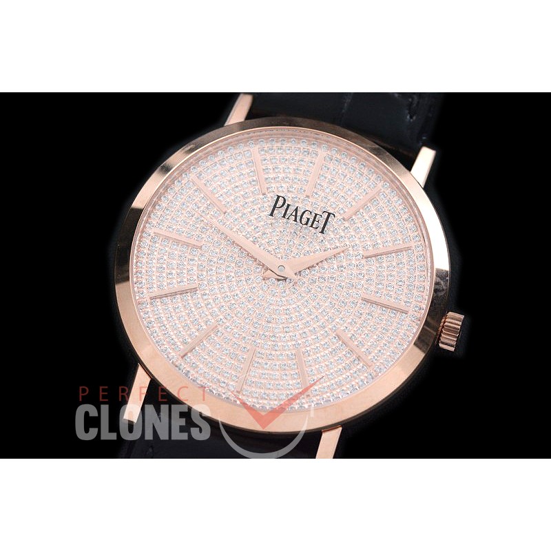 PI00032 Altiplano Ultrathin RG/LE Rose Gold Diamond Crested Asian Custom Handwind 17J 