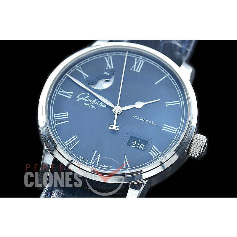 0 0 0 GL-SEN-013 Senator Excellence Panoramadatum SS/LE Blue Asian Custom Movt 
