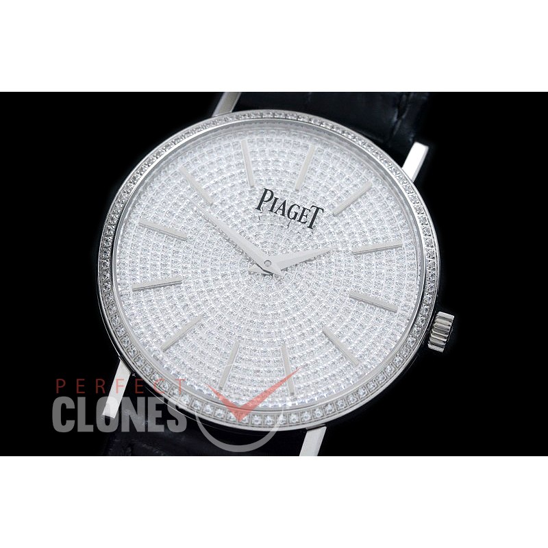 PI00031D Altiplano Ultrathin SS/LE Steel Diamond Crested Asian Custom Handwind 17J 