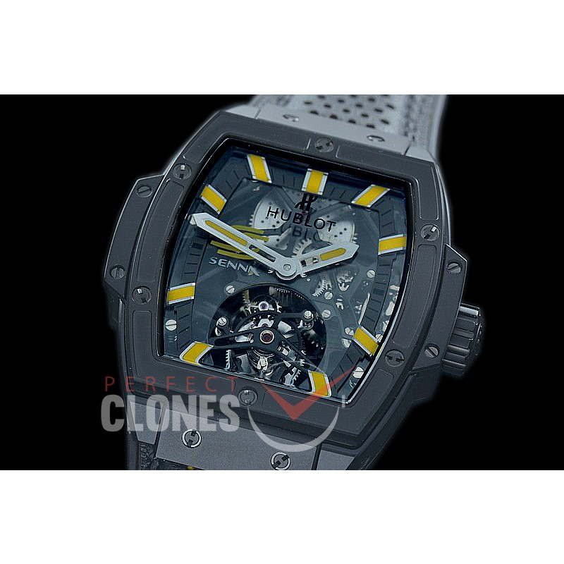 HB-SPT-0024 V9F Spirit of Big Bang Tourbillon DLC/LE Black/Yellow Skeleton SG Tourbillon 