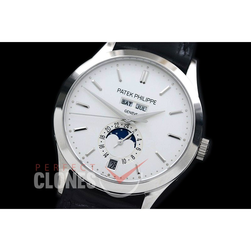 PP5396-101 Calastrava 5396G Annual Calender Moonphase SS/LE White Sticks Miyota 9100/Mod 324S