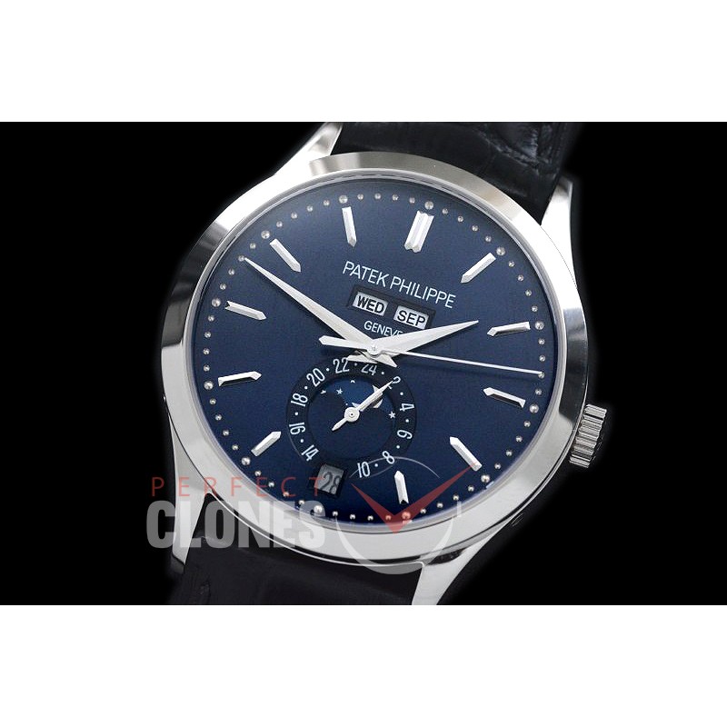 PP5396-104 Calastrava 5396G Annual Calender Moonphase SS/LE Blue Sticks Miyota 9100/Mod 324S
