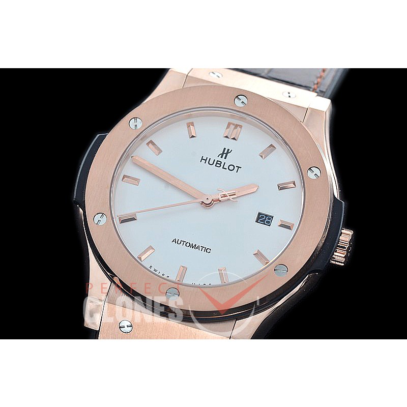 HBFS-45-0021 ANF Classic Fusion 45mm Automatic RG/LE White Asian Clone 2892