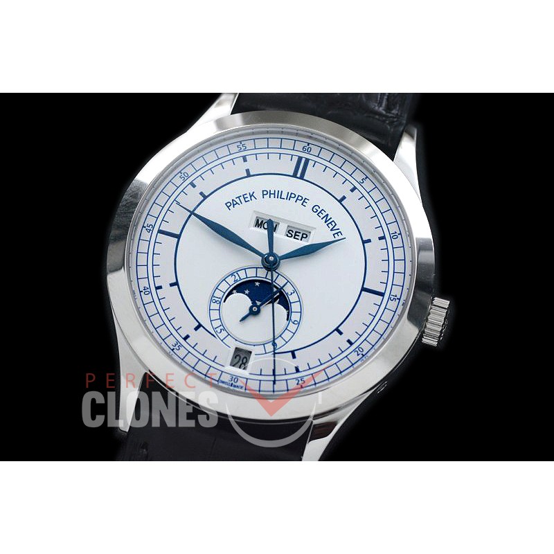 PP5396-121 Calastrava 5396G Annual Calender Moonphase SS/LE White Sticks Miyota 9100/Mod 324S