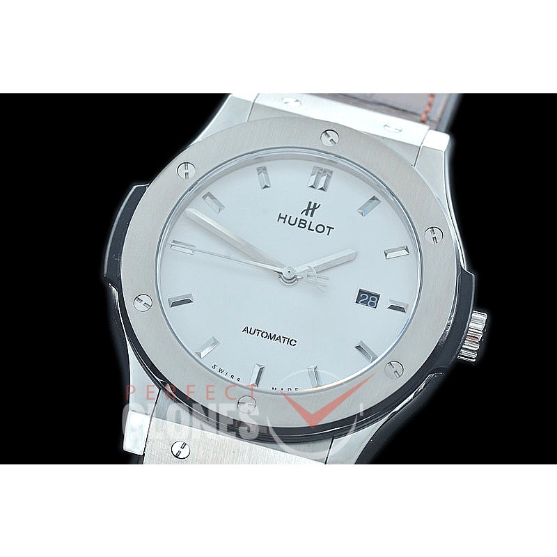 HBFS-45-0001 ANF/OXF Classic Fusion 45mm Automatic SS/LE White Asian Clone 2892