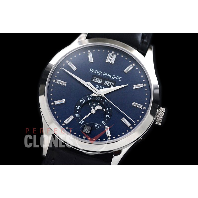 PP5396-104D Calastrava 5396G Annual Calender Moonphase SS/LE White Sticks Miyota 9100/Mod 324S