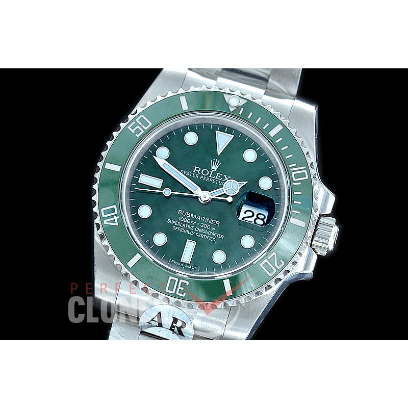 RLSS00952 JF/ARF V4 Hulk Submariner 116610LV SS/SS Green A-2824 904L Steel