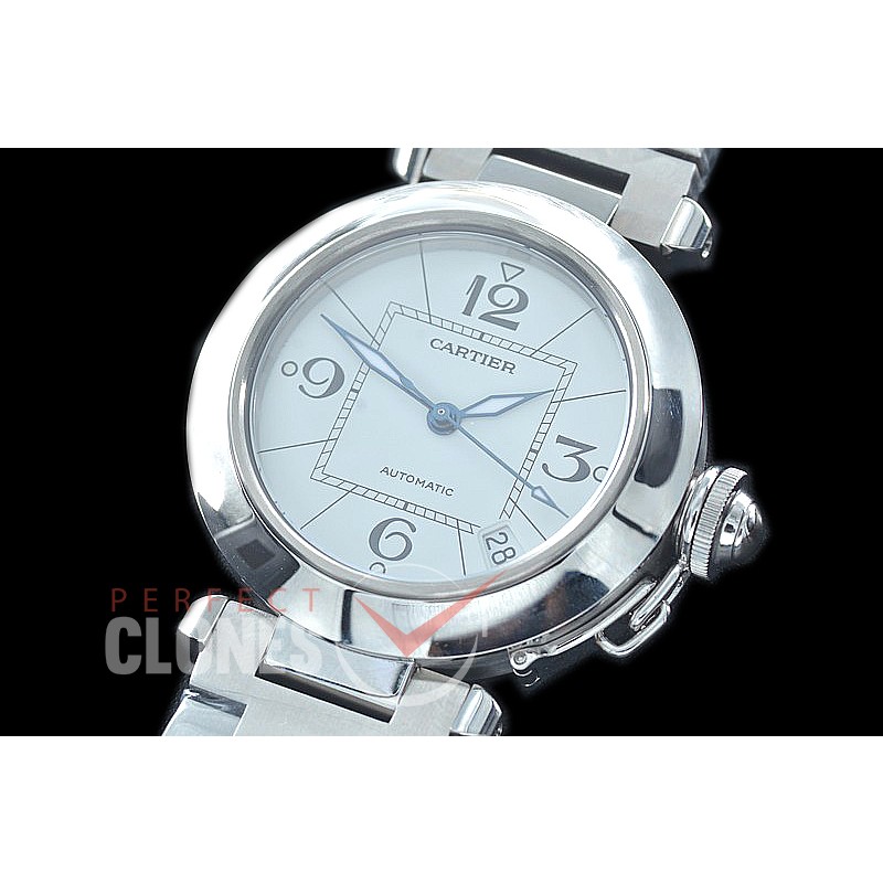 CARPS-35-101 V9F Pasha de Cartier Mid Ladies 35mm W31074M7 Automatic SS/SS White Asian Clone 2892/Calibre 049