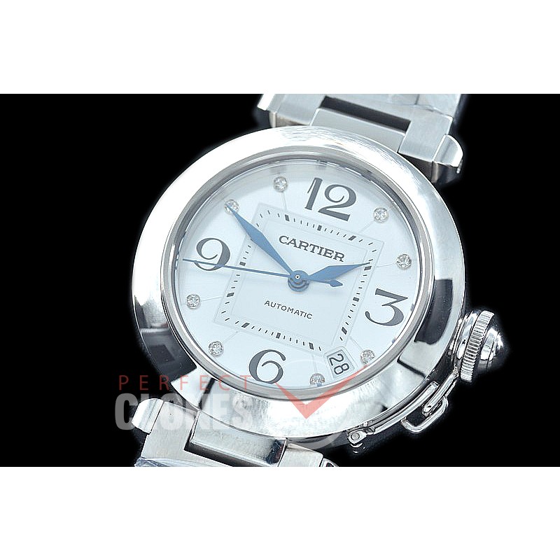 CARPS-35-106 V9F Pasha de Cartier Mid 35mm W31074M7 Automatic SS/SS White Asian Clone 2892/Calibre 049