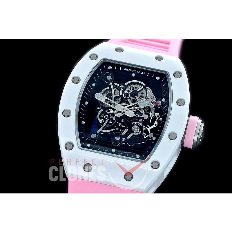 0 0 0 0 RM055-01-120B KVF RM055 Bubba Watson White Ceramic Limited Edition CER/RU Skeleton M8215 Mod