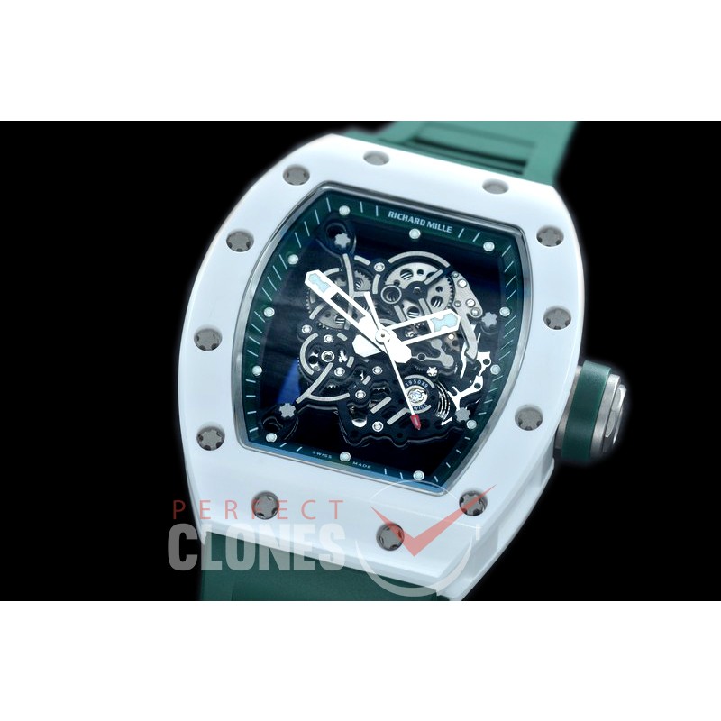 0 0 0 0 RM055-01-125 KVF RM055 Bubba Watson White Ceramic Limited Edition CER/RU Skeleton M8215 Mod