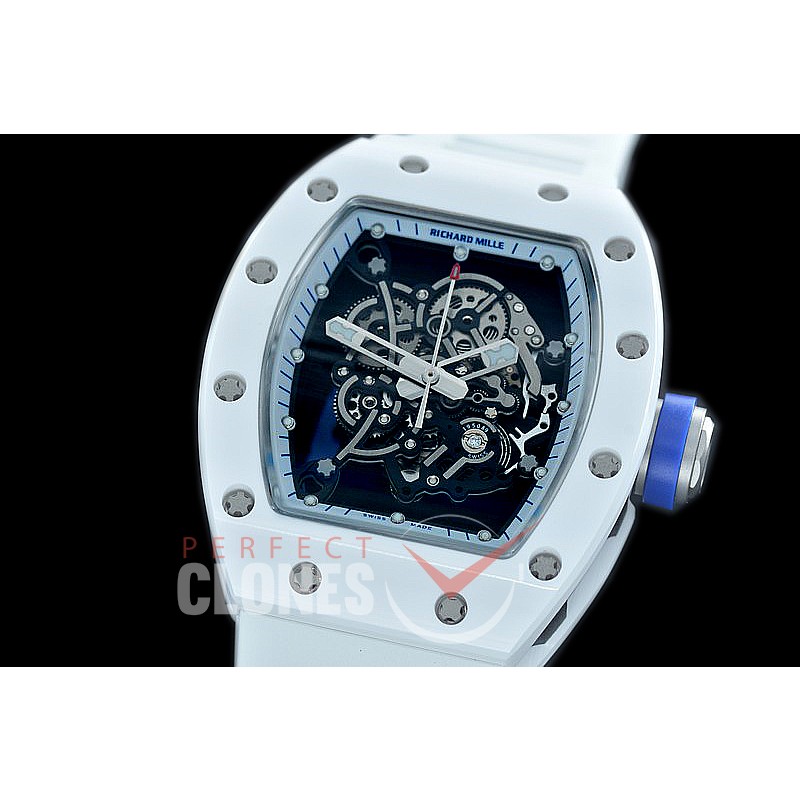 0 0 0 0 RM055-01-121C KVF RM055 Bubba Watson White Ceramic Limited Edition CER/RU Skeleton M8215 Mod