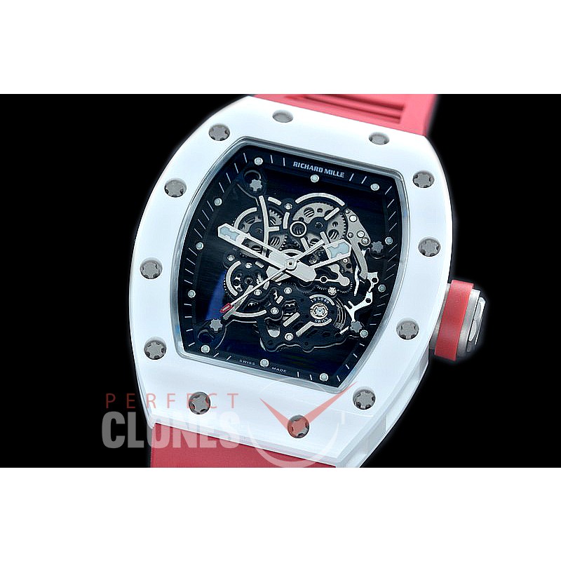 0 0 0 0 RM055-01-120A KVF RM055 Bubba Watson White Ceramic Limited Edition CER/RU Skeleton M8215 Mod