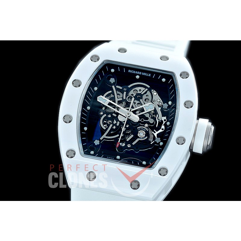 0 0 0 0 RM055-01-120 KVF RM055 Bubba Watson White Ceramic Limited Edition CER/RU Skeleton M8215 Mod