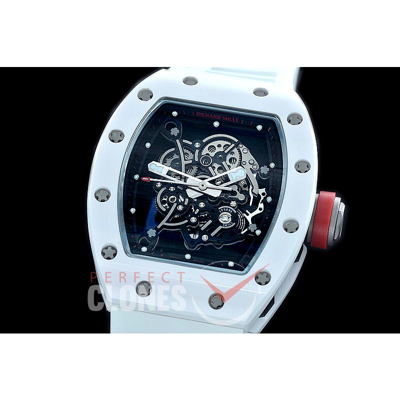 0 0 0 0 RM055-01-120C KVF RM055 Bubba Watson White Ceramic Limited Edition CER/RU Skeleton M8215 Mod