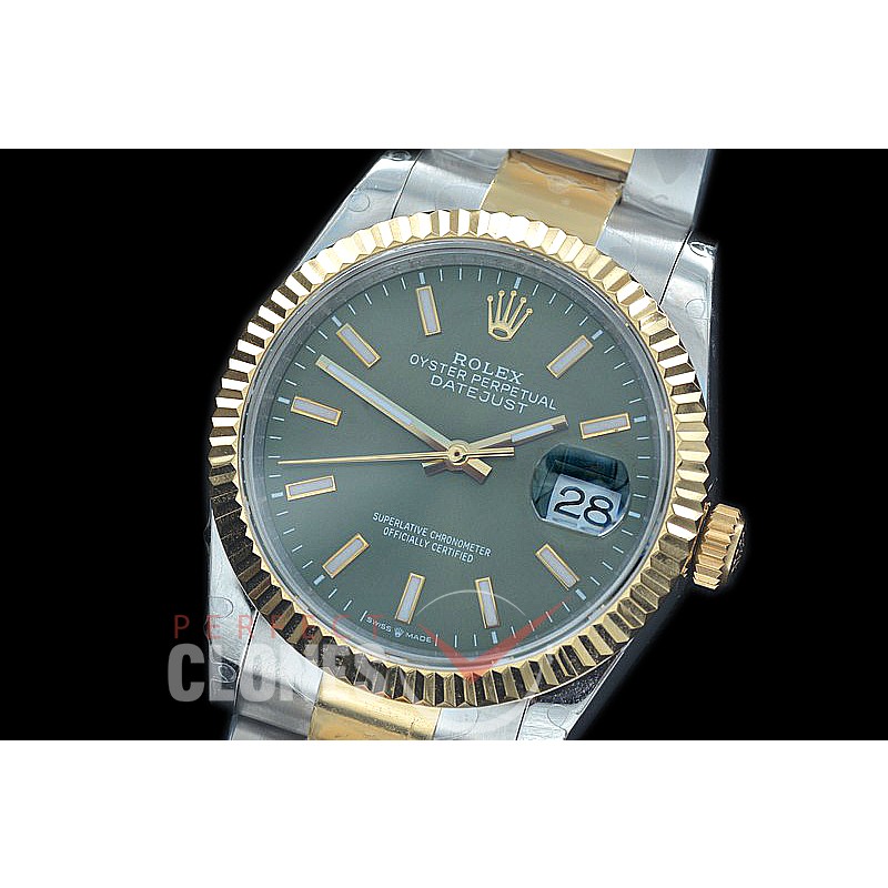R36DJT-557F BP Datejust 36 126233 SS/YG Fluted/Oyster 2020 Olive Green Sticks A-2824