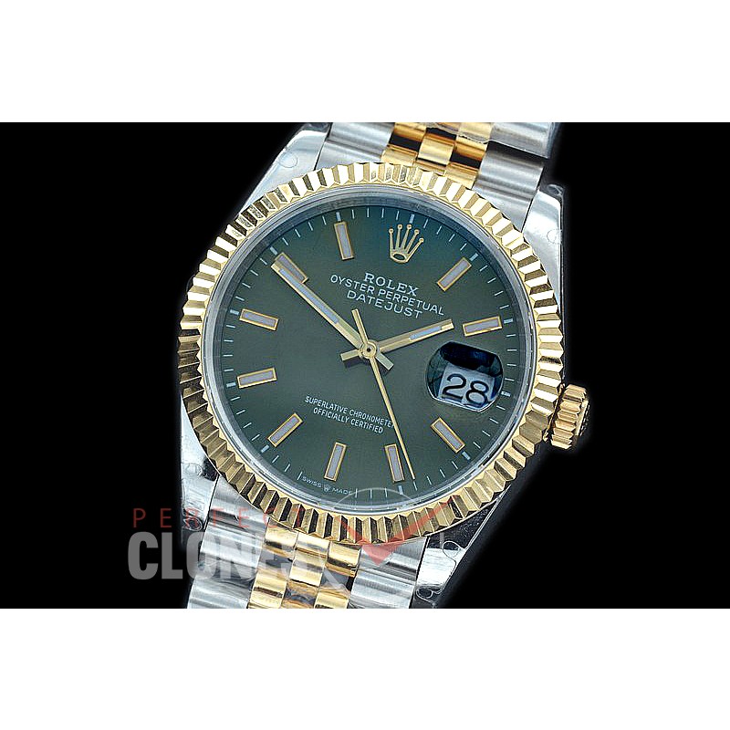 R36DJT-507F BP Datejust 36 126233 SS/YG Fluted/Jubilee 2020 Olive Green Sticks A-2824