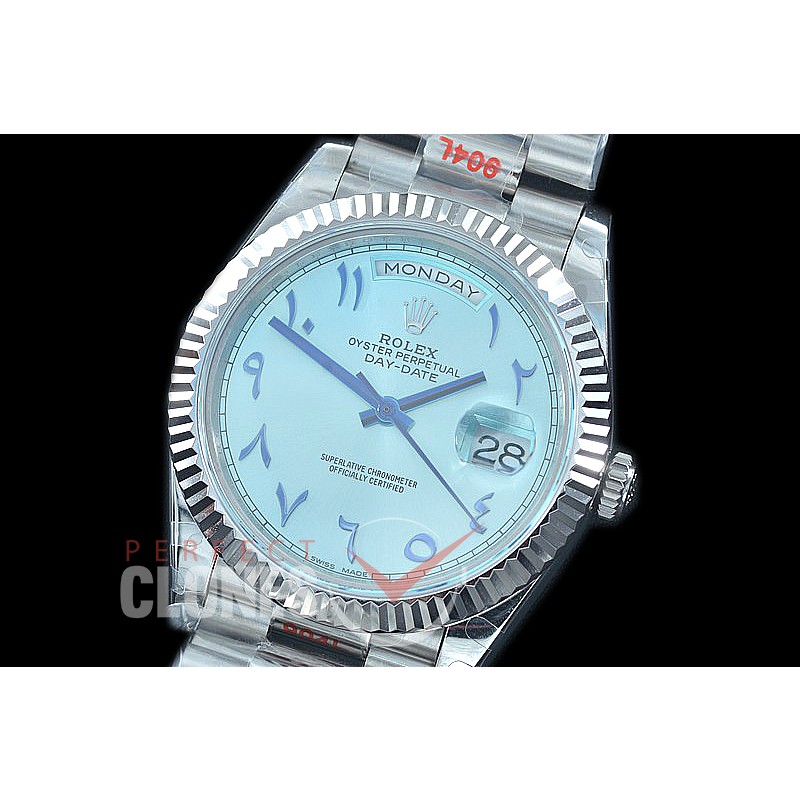 R40DDS00245 GMF Daydate 40mm 228239 904 Steel SS/SS Fluted Bez Ice Blue Arabic Special Ed A-2836