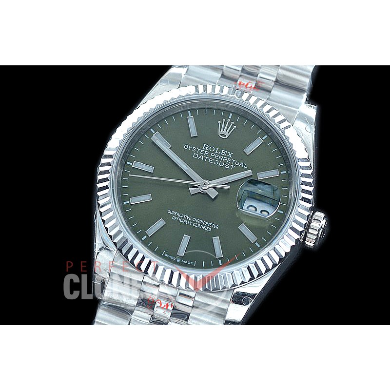 R36DJS-3235-106 GMF 126234 SS/SS Fluted/Jubilee Olive Green Sticks SH 3235 904L Steel 