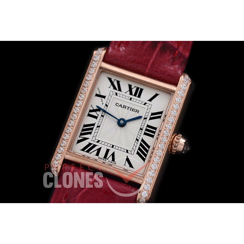 0CAR-TS-016LD V6F Tank Solo Ladies Size RG/LE White Swiss Quartz