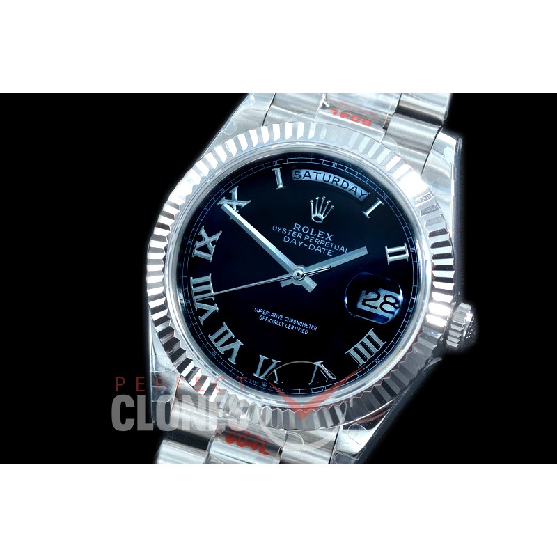 R40DDS00229 GMF Daydate 40mm 228239 904 Steel SS/SS Fluted Bez Black Roman A-2836