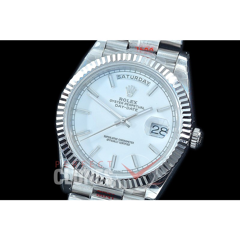R40DDS00207 GMF Daydate 40mm 228239 904 Steel SS/SS Fluted Bez White Sticks A-2836