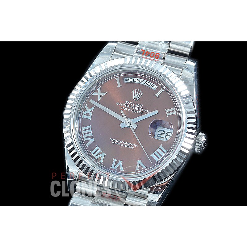 R40DDS00230 GMF Daydate 40mm 228239 904 Steel SS/SS Fluted Bez Brown Roman A-2836