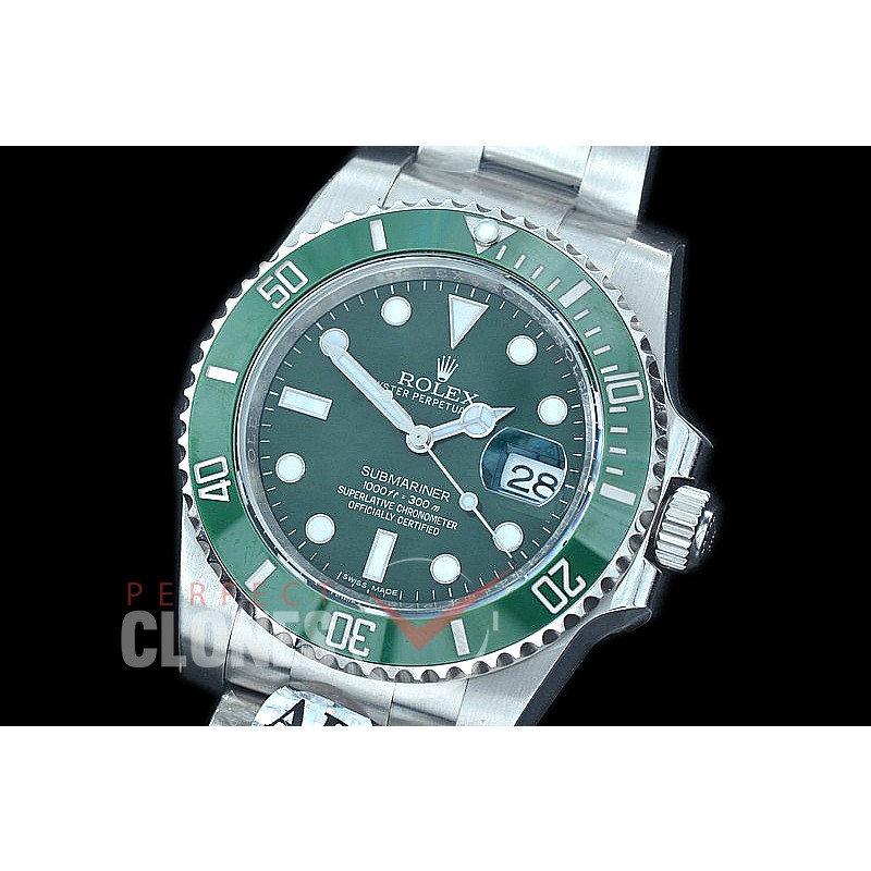RLSS00952S JF/ARF V4 Hulk Submariner 116610LV SS/SS Green SH-3135 904L Steel