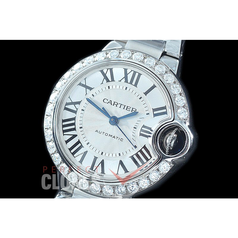 0 0 0 CARBA-33-061SD V7F Ballon de Cartier Ladies 33 SS/Diam/SS White Orig Cartier Cal 076 