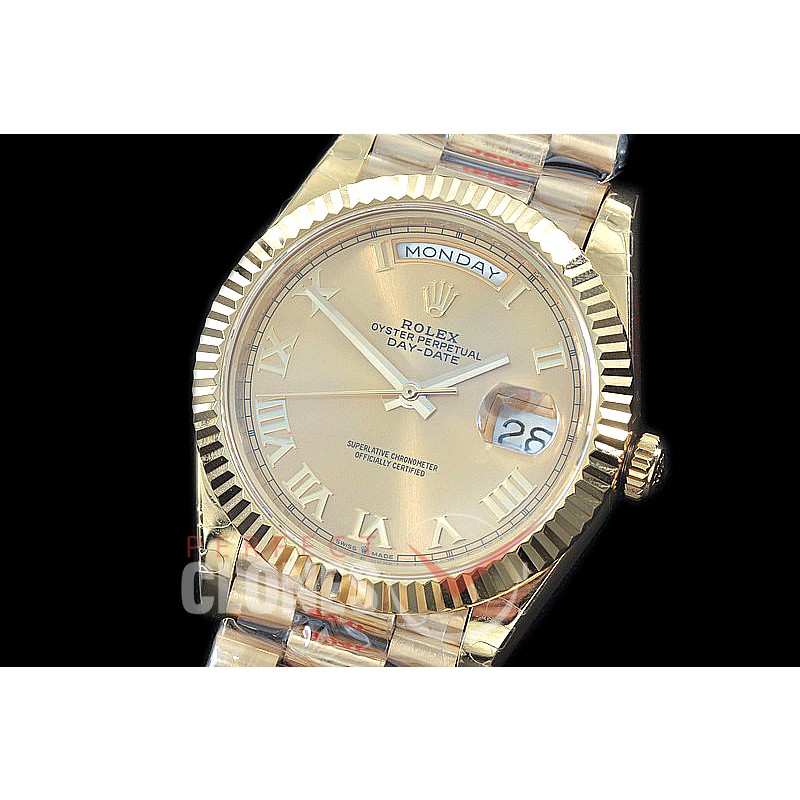 R40DDF00226 GMF Daydate 40mm 228238 904 Steel YG/YG Fluted Bez Champagne Gold Roman A-2836